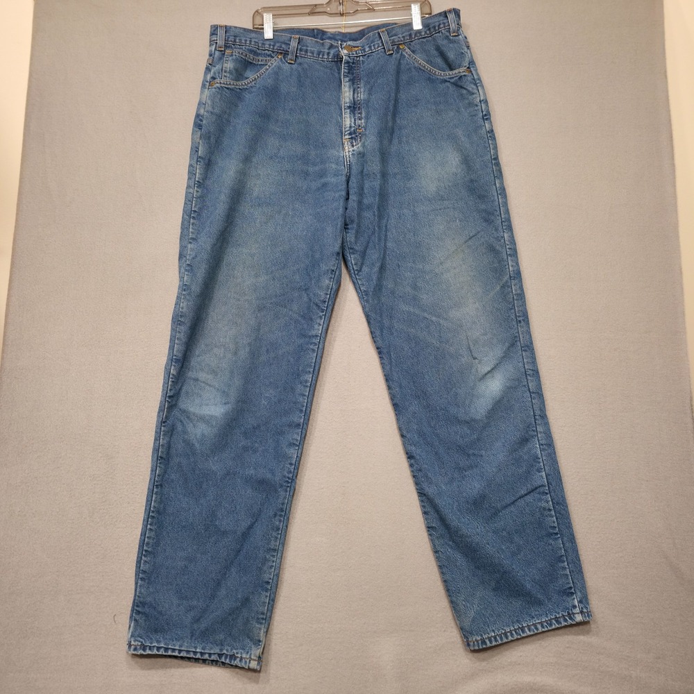 Key Men's Fleece Lined Denim Blue Jeans‎ Size 38x34 Actual 40x32.5